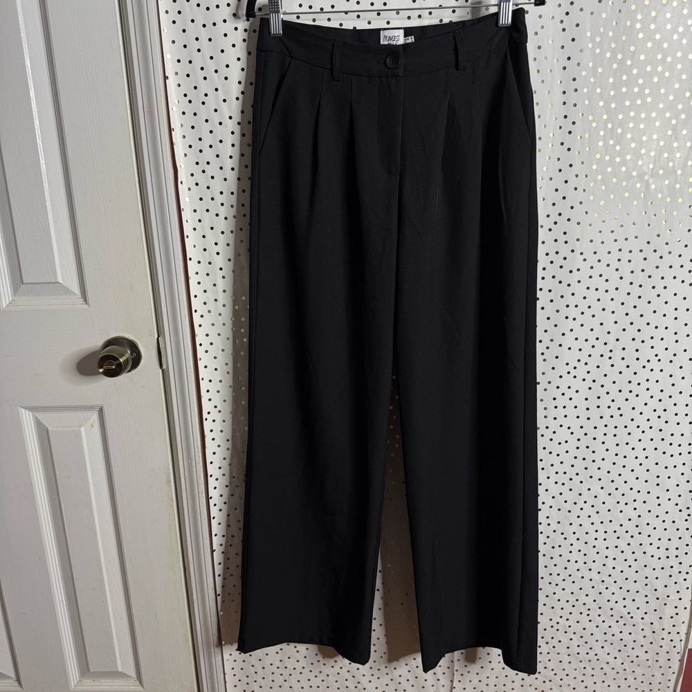 Princess Polly Black Wide-Leg Dress Pants